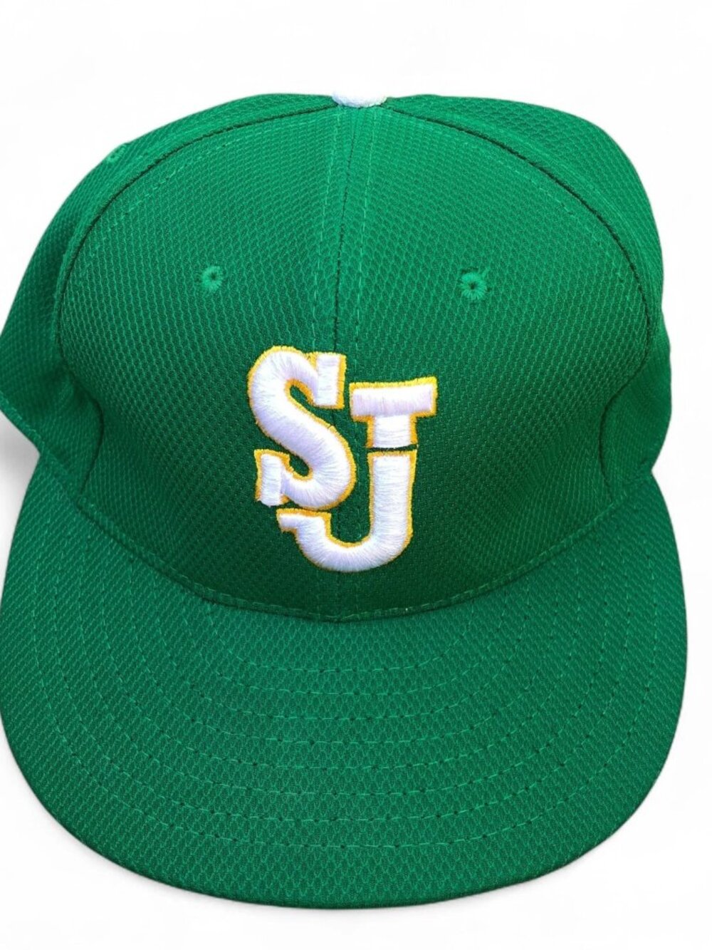 J-DUB San Jose SJ Logo Fitted Hat Men's 7 1/4 Green Mesh Cap